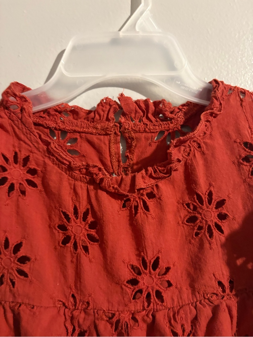 entro Rust Eyelet Ruffle Sleeve Mini Dress - Picture 6 of 13